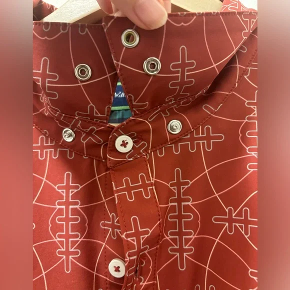 William Murray Men's Geometric Short Sleeve Button Down Golf Shirt XL Football - Picture 9 of 10